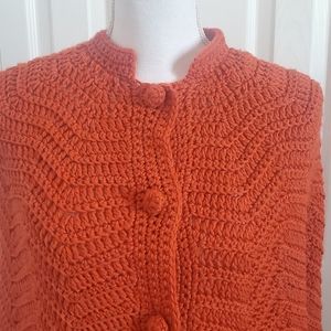 Chunky Crochet Shawl Poncho Cape Button Down Prairie Boho Cottagecore Grannycore